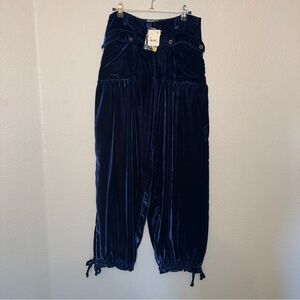 We The Free BNWT Navy Blue Velvet High-Waisted Bubble Pants Size 26